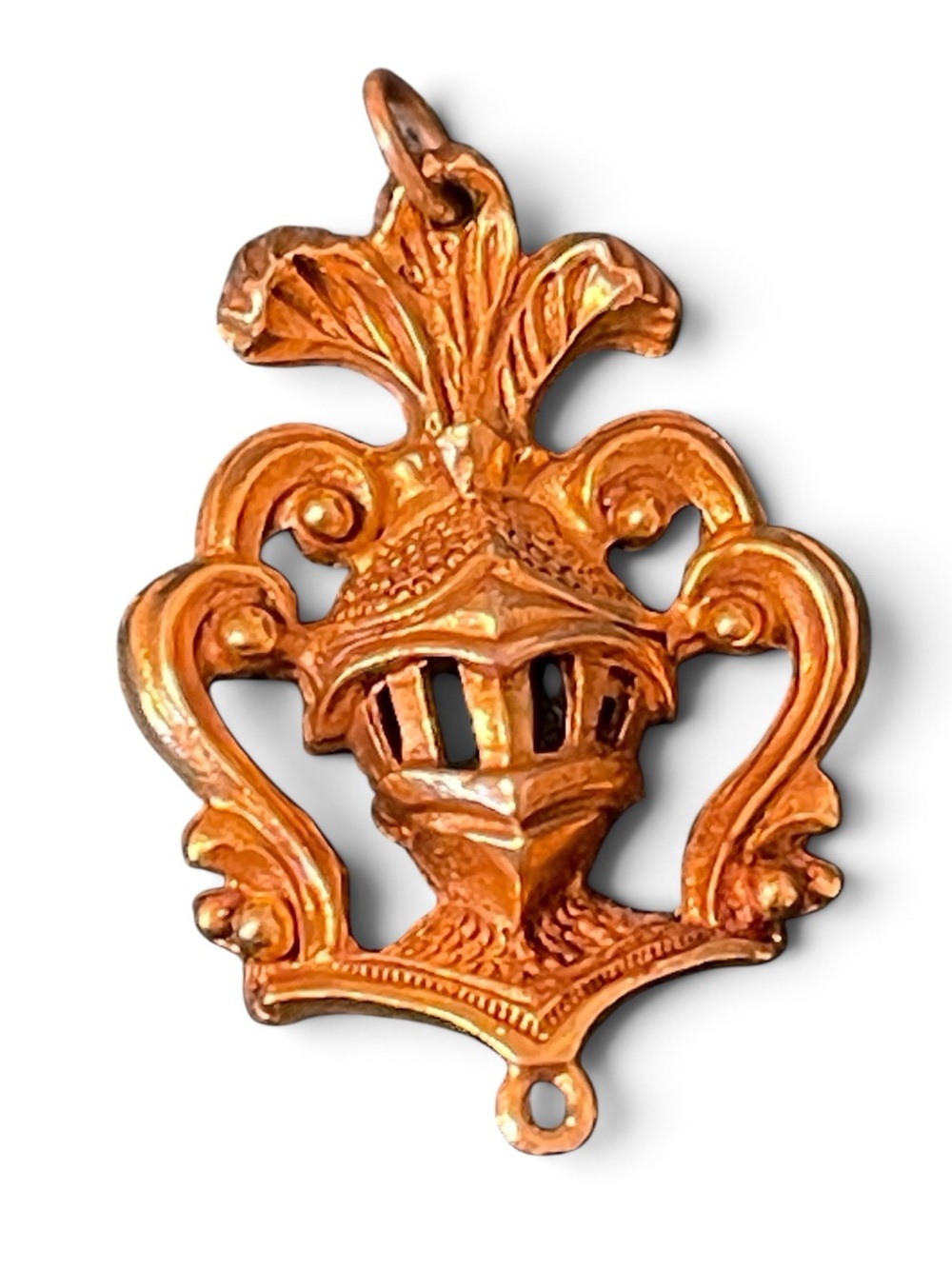 Vintage Florenza Ornate Gold-Tone Knight Necklace Pendant/Charm